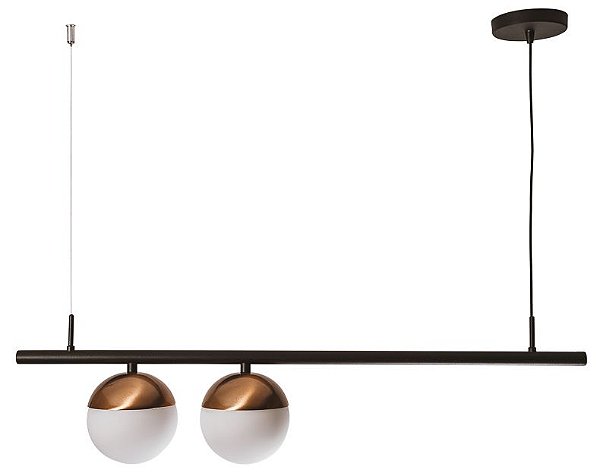 PENDENTE SNOOKER 16570/2 Usina Design Haste Com 2 GLOBOS DE VIDRO Ø14cm x 14 x 87,5 x 24,5 x 1m Cabo x 02 - E27 G45