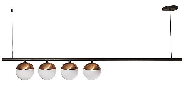 PENDENTE SNOOKER 16570/4 Usina Design Haste Com 4 GLOBOS DE VIDRO Ø140cm x 14 x 1,4m x 24,5 x 1m Cabo x 04 - E27 G45