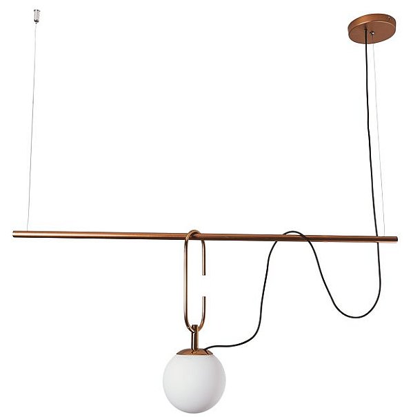 Pendente Usina Design QUIRON 16606/1 GANCHO 23cm HASTE Linear 55cm Moderno Globo de Vidro x 55 x 14 x 40 x1m x 01 - E27