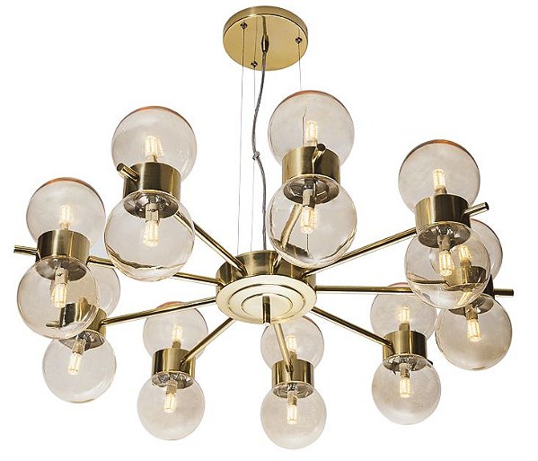 PENDENTE ORFEU 16615/18 Design Moderno Haste Globo Vidro Suspenso Ø82x26x 1m cabo 18 - G9