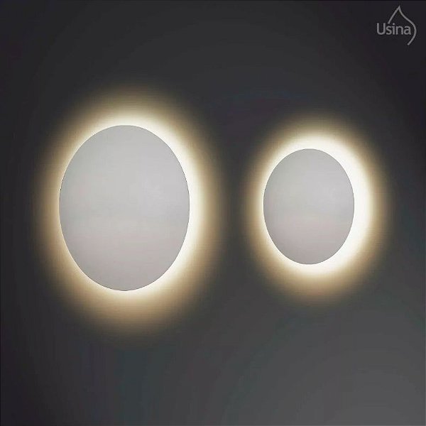 Arandela Redonda Alumínio Branco Fosco Luz Indireta 30x9 Eclipse Usina Design G9 239/30 Corredores e Quartos