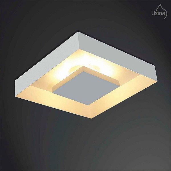 Plafon Sobrepor Quadrado Luminária Alumínio Texturizado 33x33cm Home Usina Design G9 251/4 Salas e Quartos