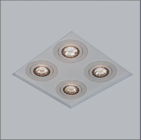 Plafon Embutido Now Frame Quadrado Acrílico 22x22cm Usina Design 4x GU10 Dicróica Bivolt 30200-23 Quartos e Salas