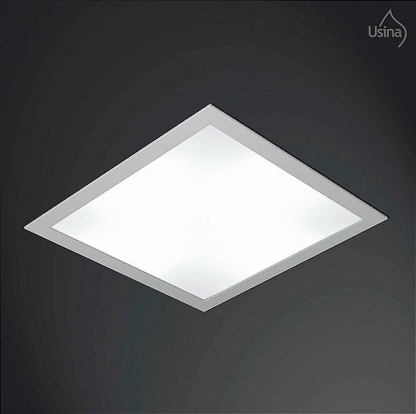 Plafon Embutido Quadrado Acrílico Luminária Bivolt 38x38 Ruler Usina Design E-27 3700/38 Banheiros e Salas