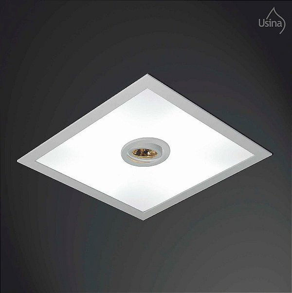 Plafon Embutido Quadrado Acrílico Bivolt 50x50 Ruler Usina Design E-27 Par 20 3701/50 Banheiros e Salas