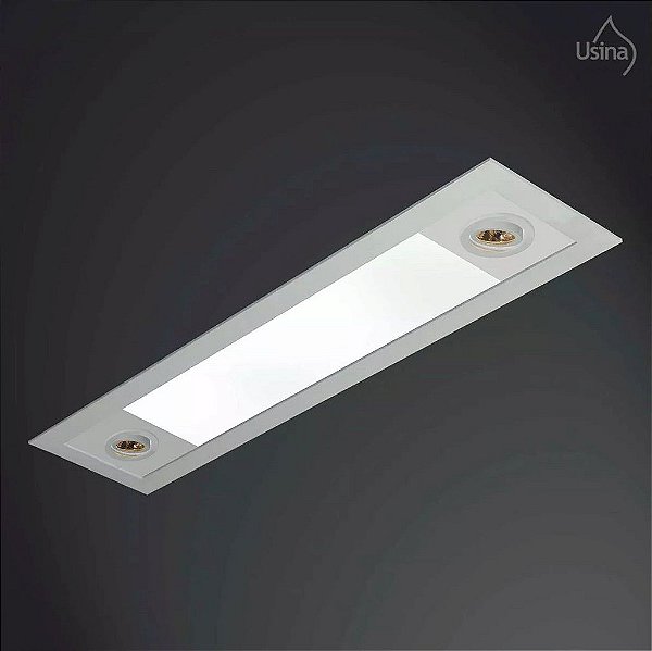 Plafon Embutido Retangular Alumínio Bivolt 20x1,5m Ruler Usina Design T8 AR 70 3721/150F Cozinhas e Quartos