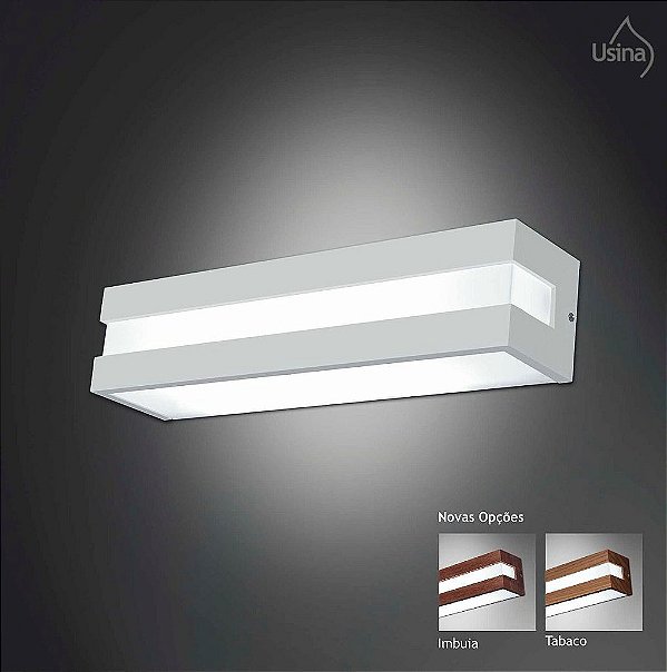 Arandela Interna Retangular Acrílico Leitoso Decorativa 10x46 Modular Usina Usina E-27 3810/46 Banheiros e Quartos