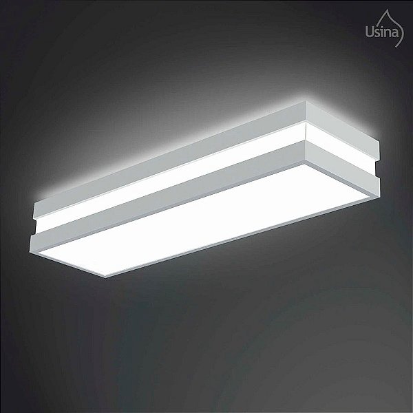 Plafon Sobrepor Acrílico Retangular 20x70 Usina Design Modular E-27 3820/70 Comércios e Salas