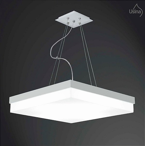 Pendente Acrílico Leitoso Cabo Regulável 47x47 Flutua Usina Design E-27 3901/46 Quartos e Salas