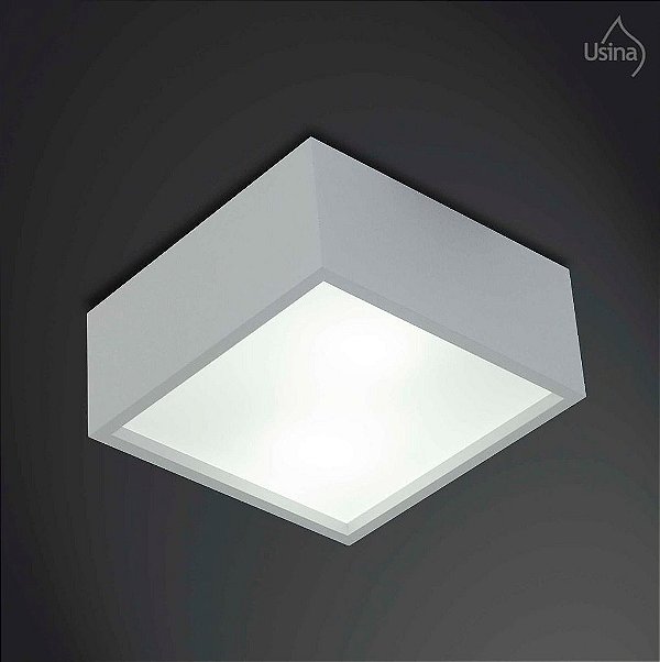 Plafon Quadrado Alumínio fosco Acrílico 45x45 Tropical Usina Design E-27 4000/45 Varandas e Salas