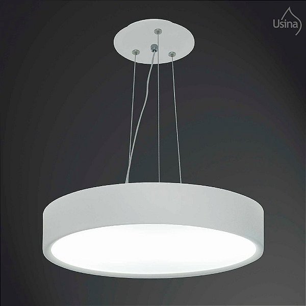 Pendente Acrílico Leitoso Redondo Branco Texturizado Ø60 x 1,10M Usina Desig E-27 4051/60 Cozinhas e Entradas