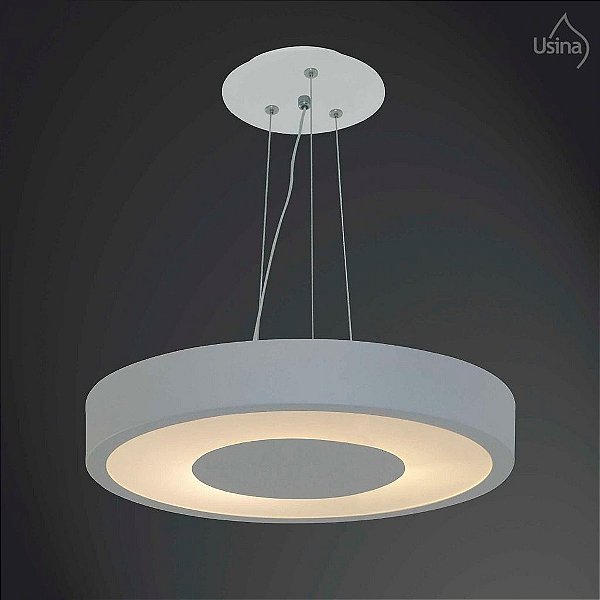 Pendente Acrílico Leitoso Redondo Regulável Central Ø60 Donna Usina Design E-27 4091/60 Quartos e Salas