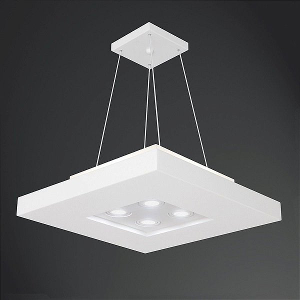 Pendente Quadrado Acrílico Central 60x60 Bore Usina Design E27 + Par-20 4602/60 Cozinhas e Quartos