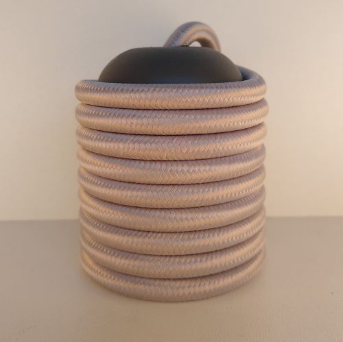 Cabo Eletrico PP Tecido Cinza Claro  para Luminárias Decorativo p/ Aumentar Tamanho  2x 0,50mm 300v (10 metros)