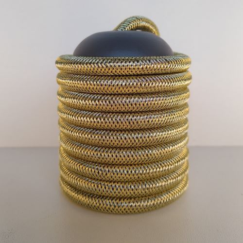 Cabo Eletrico PP Tecido Dourado  para Luminárias Decorativo p/ Aumentar Tamanho 2x 0,50mm 300v (ROLO 100 metros)