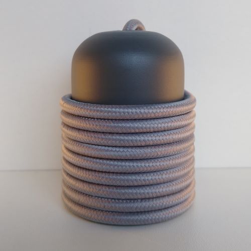 Cabo Eletrico PP Tecido Grafite para Luminárias Decorativo p/ Aumentar Tamanho  2x 0,13mm 300v (ROLO 100 metros)