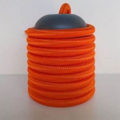 Cabo Eletrico PP Tecido Laranja  para Luminárias Decorativo p/ Aumentar Tamanho  2x 0,50mm 300v (10 metros)