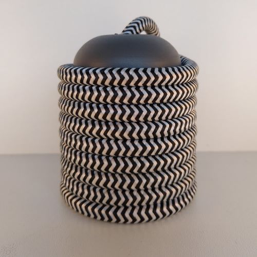 Cabo Eletrico PP Tecido Preto / Branco  para Luminárias Decorativo p/ Aumentar Tamanho  2x 0,50mm 300v (10 metros)