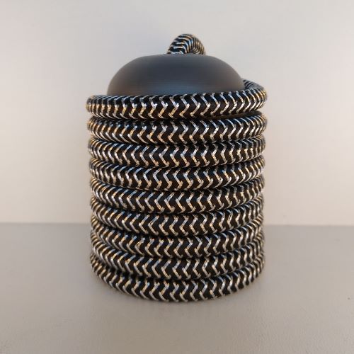Cabo Eletrico PP Tecido Preto / Prata  para Luminárias Decorativo p/ Aumentar Tamanho  2x 0,50mm 300v (10 metros)