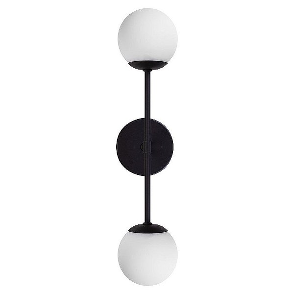 Arandela Dueluci 650A/2B TENA Alumínio Haste Vertical Dupla Geométrica Moderno Globo Vidro Ø10cm - L44 x P13,5 x A10cm - 2 x G9 Led