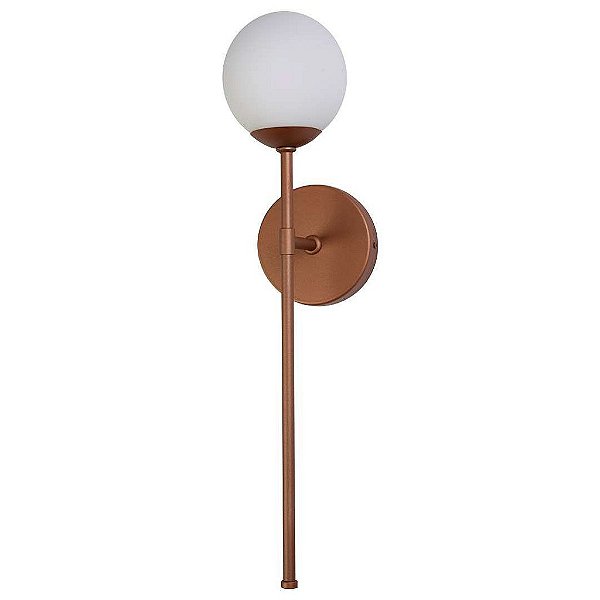 Arandela Dueluci 650AB TENA Alumínio Haste Vertical Toucheiro Moderno Globo Vidro Ø10cm - L10 x P13,5 x A43cm - 1 x G9 Led
