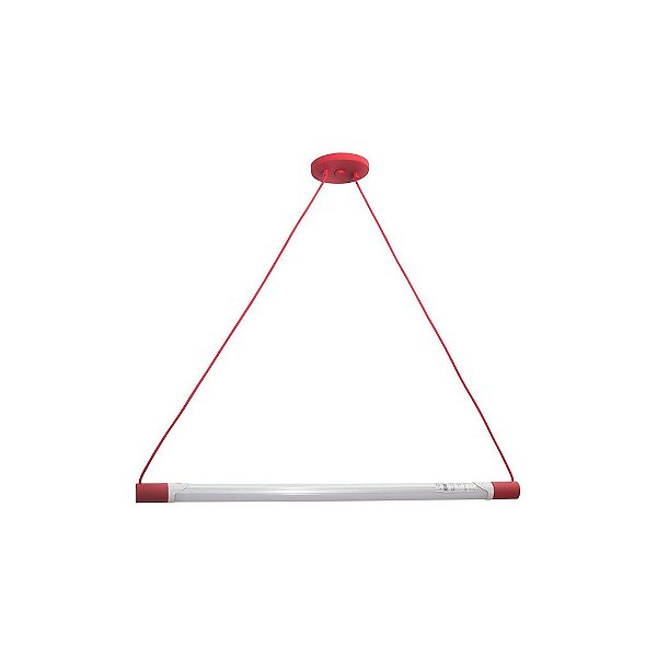Pendente Dueluci 2095C SLIM Alumínio Tubular Horizontal Moderno 2 x Ø3 x A7cm - 1 x Fluor. T8 LED de 60 ou 120cm Canopla Ø10,5 x A1,5 cm - Lâmpada não acompanha - 2m Cabo