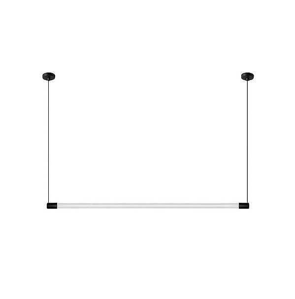 Pendente Dueluci 2095 SLIM Alumínio Tubular Horizontal Moderno Redondo 2 x Ø3 x A7cm - 1 x Fluor. T8 LED de 60 ou 120cm 2 Canopla Ø5,3 x A0,5 cm -Lâmpada não acompanha - 2m Cabo