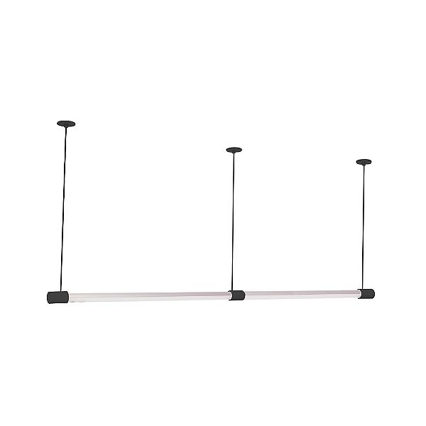 Pendente Dueluci 2096Q SLIM DUPLO Alumínio Tubular Horizontal Moderno Alumínio 4 x Ø3 x A7cm - 2 x Fluor. T8 LED de 60 ou 120cm 3 Canopla Ø5,3 x A0,5 cm -Lâmpada não acompanha