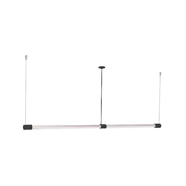 Pendente Dueluci 2097 SLIM DUPLO Alumínio Tubular Horizontal Moderno Alumínio 4 x Ø3 x A7cm - 2 x Fluor. T8 LED de 60 ou 120cm 1 Canopla Ø5,3 x A0,5 cm -2 Trava Cabo-Lâmpada não acompanha