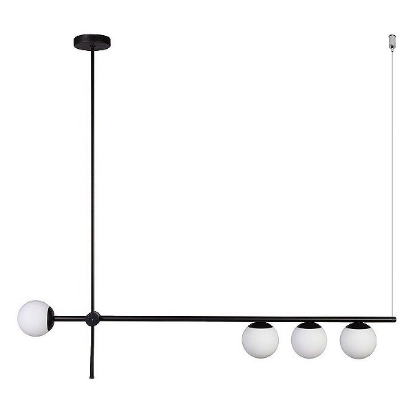 Lustre Dueluci 631B VENUS Haste Horizontal Pendurado Geométrica Moderno Globo Vidro Ø10cm 3 + 1 x 4 x G9 L100 x P10 x A92cm