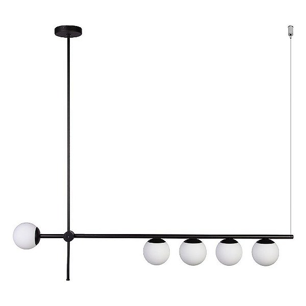 Lustre Dueluci 632B VENUS Alumínio Haste Horizontal Pendurado Geométrica Moderno Globo Vidro Ø10cm 4 + 1 x 5 x G9 L100 x P10 x A92cm