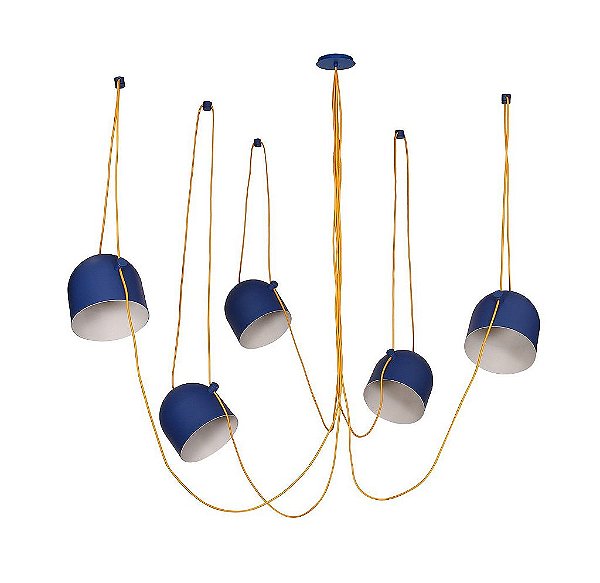 Pendente Dueluci 810/5 ONIX Alumínio Cupulas Suspensas Cabos Design Moderno 5xØ15 x A15 cm - 5 x E27