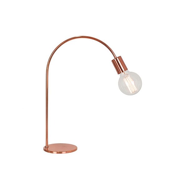 Abajur Agni Haste Curva Bronze Lâmpada Retrô Bivolt Ø33cm E-27 Eletrônica Munclair 7311 Quartos e Salas