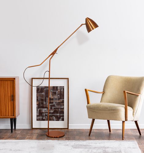 Coluna Luminaria Chao Munclair 9599 AsaErlon Tessari Articulada Cupula Metal A 178 x 83cm 1E27 BULBO LED