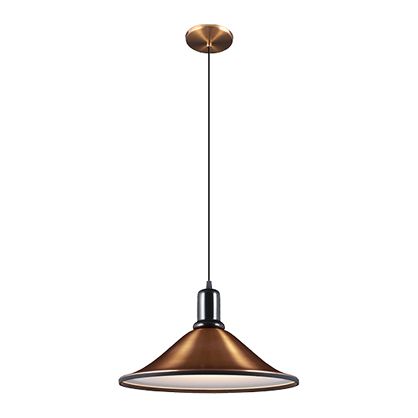 Pendente Alumínio Bronze Cúpula Cônica Borda Emborrachada Bivolt Ø40cm Mix Metal E-27 Munclair 4198 Entradas e Cozinhas