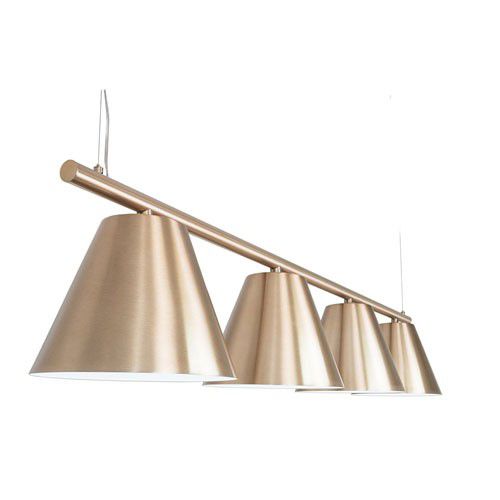 Pendente Mix Metal Trilho Cúpulas Cônicas Champagne Polido Bivolt Ø28cm E-27 Eletrônica Munclair 4488-4 Entradas e Salas