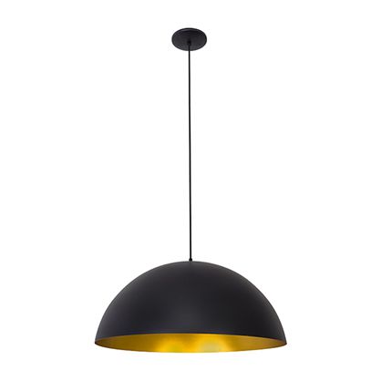 Pendente 1/2 Esfera Preto Fosco Redondo Inox Bivolt Ø60cm E-27 Eletrônica Munclair 4509 Entradas e Salas