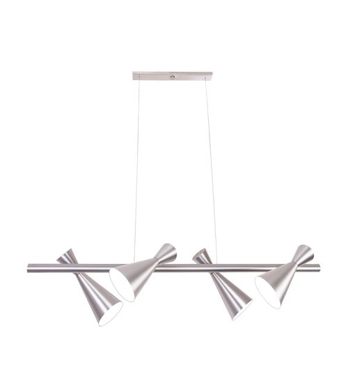 Pendente Trilho Zig Zag Cúpula Cônica Alumínio Polido Bivolt 1,00m E-27 Eletrônica Munclair 4618-4 Salas e Hall