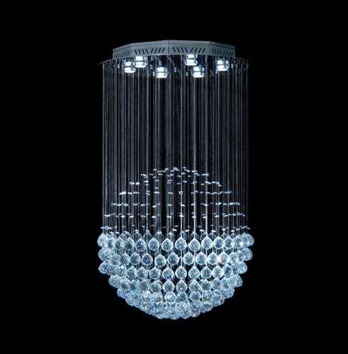 Lustre Redondo Esfera Cromado Cristal Translúcido 7 Lâmpadas Ø60x80 DNA Gu10 Esf-060 Entradas e Salas