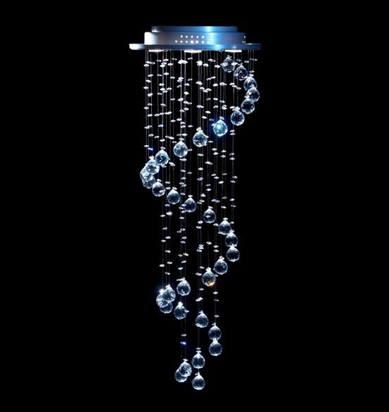 Lustre Redondo Cromado Caracol Cristal Translúcido 5 Lâmpadas Ø40 DNA Gu10 Esp-005 Quartos e Salas