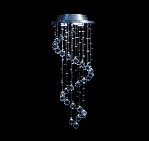 Plafon Sobrepor Redondo Inox Cristal Transparente Asfour Espiral Ø32 DNA GU10 Esp-003 Quartos e Salas