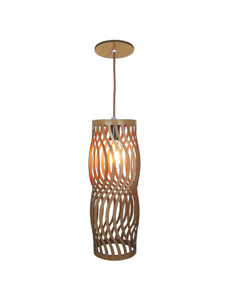 Pendente Ondas Longo 15 Classic Lar Madeira 44cm E27 – Ref. 1070