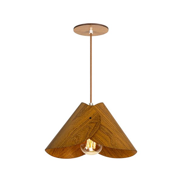 Pendente Lótus Pequeno Classic Lar Madeira 33,5cm E27 – Ref. 1112