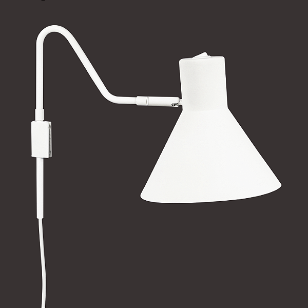 Arandela Braço Articulado Dueluci Alumínio Cúpula E27 (Interruptor no Rabicho – Preto ou Branco) 392R PIX