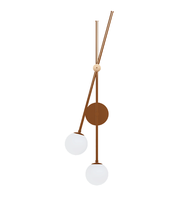 Arandela Dueluci Art 624B Articulada C23cm x P17cm x A70cm 2x G9 LED Esfera Vidro Branco Fosco Ø10cm Linha Design Contemporâneo