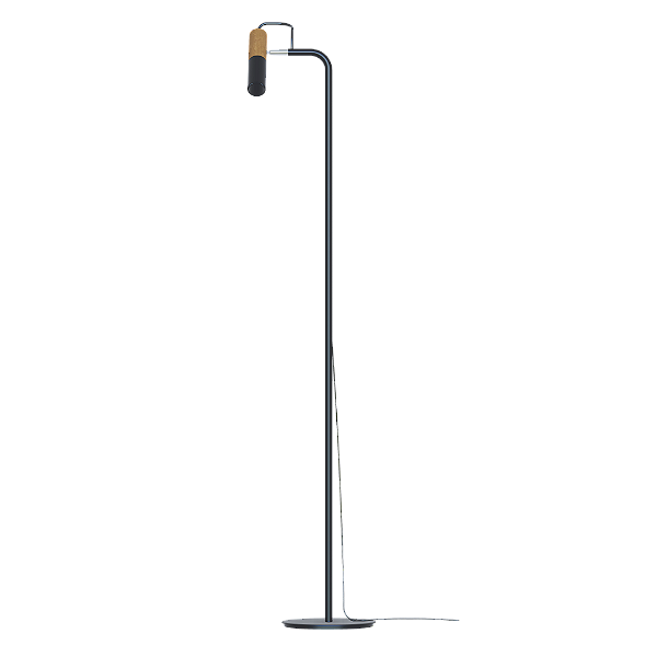 Coluna TUB 2145 em Alumínio e Madeira com Tubo Curvado para 1 Lâmpada LED GU10 Mini Dicróica – Dueluci Iluminação