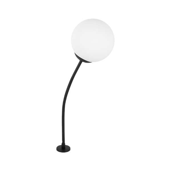 Espeto Externo ESFERA Ø14 CURV 4014 com Globo 14 cm G9 5W – Estrutura C17 x P14 x A43 cm com Haste de 28 cm para Aterramento – Dueluci Iluminação