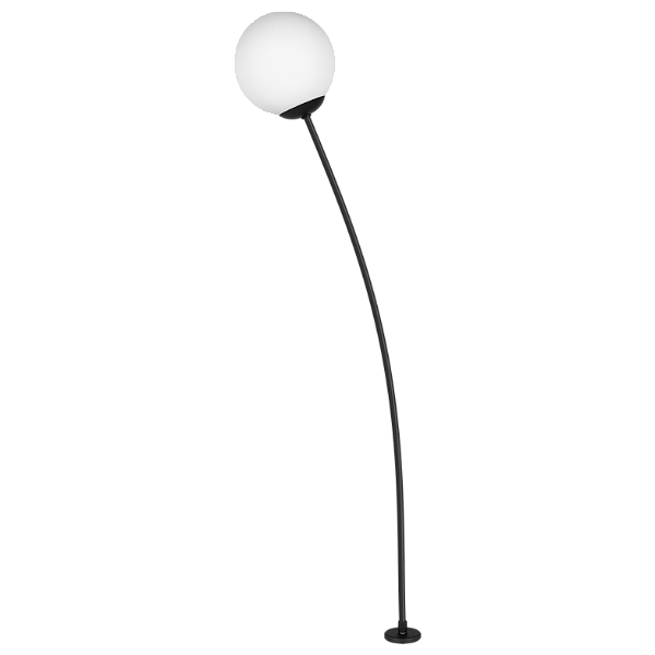 Espeto Externo ESFERA Ø14 CURV 4018 com Globo 14 cm G9 5W – Estrutura C19 x P14 x A83 cm com Haste de 28 cm para Aterramento – Dueluci Iluminação