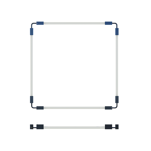 Luminária SLIM 2075Q Quadrada em Alumínio com 4 Cantos de 90° ∟ para 4 Tubos LED T8 de 60 cm ou 120 cm – Dueluci Iluminação