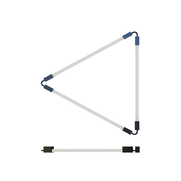 Luminária SLIM 2077Q Triangular em Alumínio com 3 Cantos de 45° V para 3 Tubos LED T8 de 60 cm ou 120 cm – Dueluci Iluminação